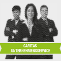 Unkenntlich gemachte Menschen mit Schriftzug Unternehmensservice